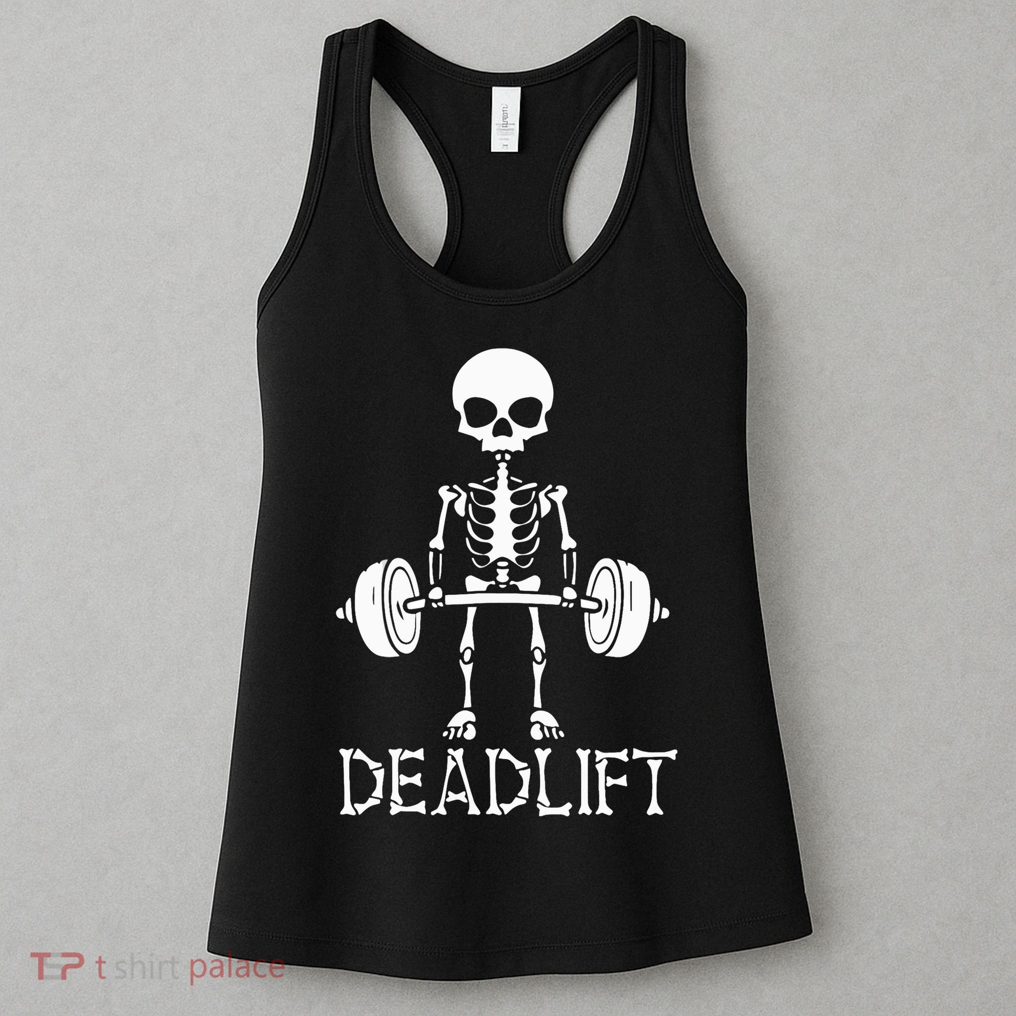 Deadlift Skeleton Workout Bodybuilding Gym Funny Skull Women's Tank Top
