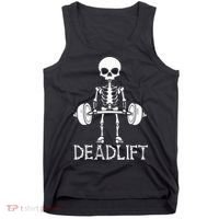 Deadlift Skeleton Workout Bodybuilding Gym Funny Skull Tank Top thumb 0