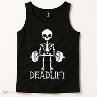 Deadlift Skeleton Workout Bodybuilding Gym Funny Skull Tank Top thumb 2