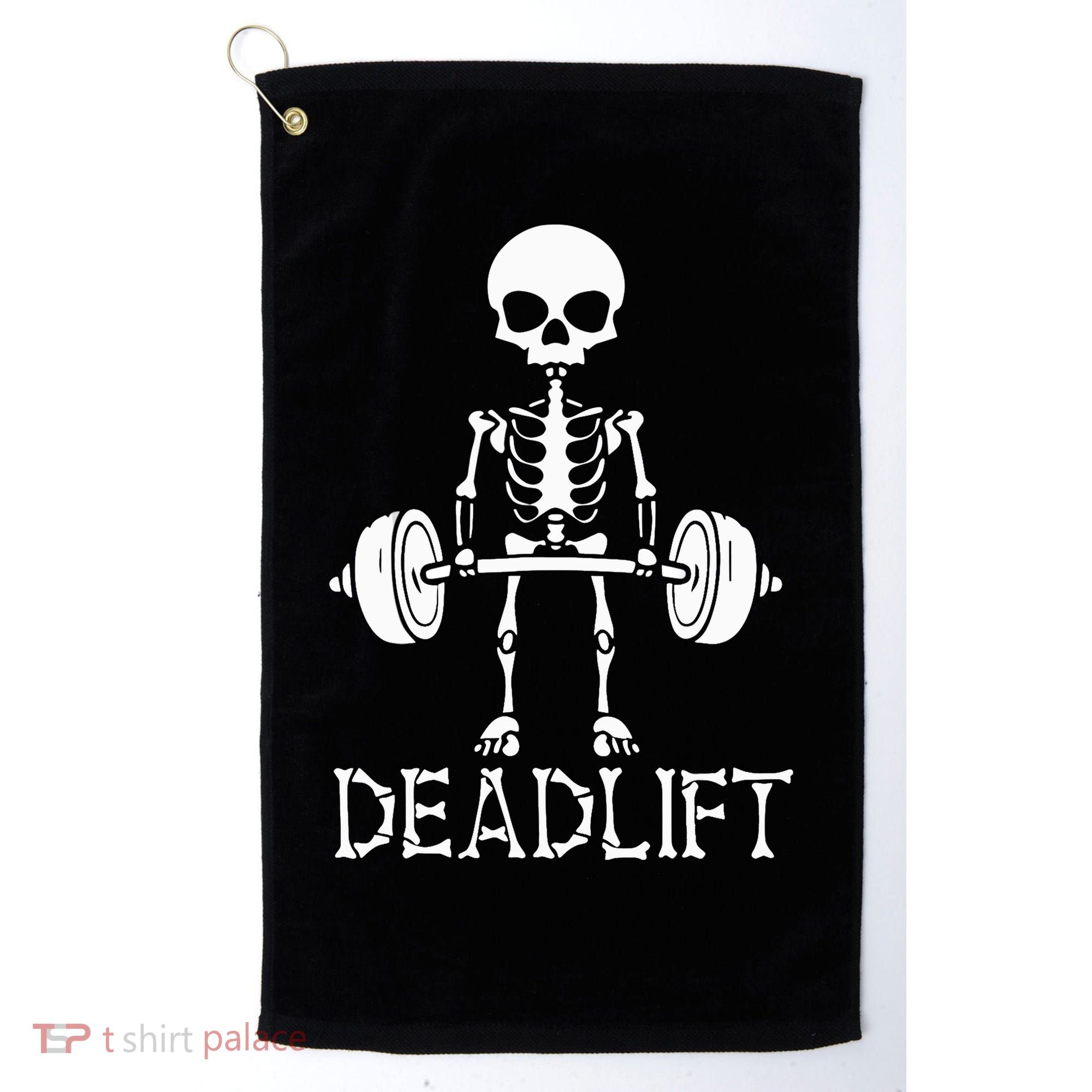 Deadlift Skeleton Workout Bodybuilding Gym Funny Skull Golf Towel