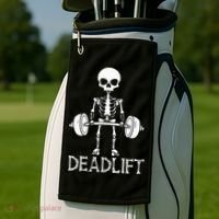 Deadlift Skeleton Workout Bodybuilding Gym Funny Skull Golf Towel thumb 2