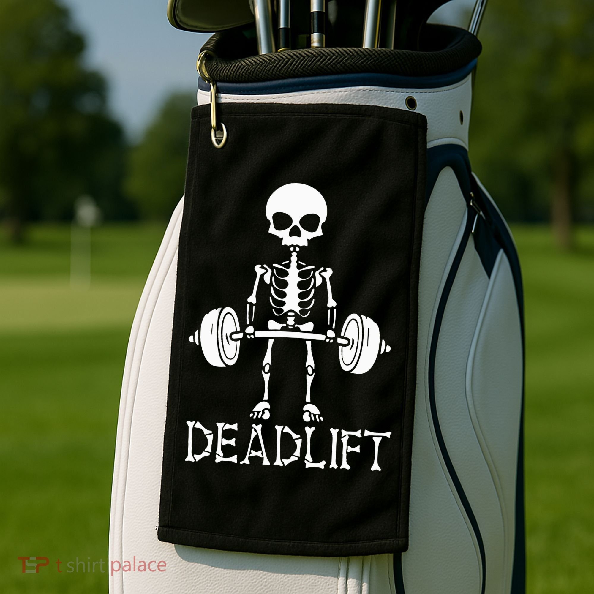 Deadlift Skeleton Workout Bodybuilding Gym Funny Skull Golf Towel