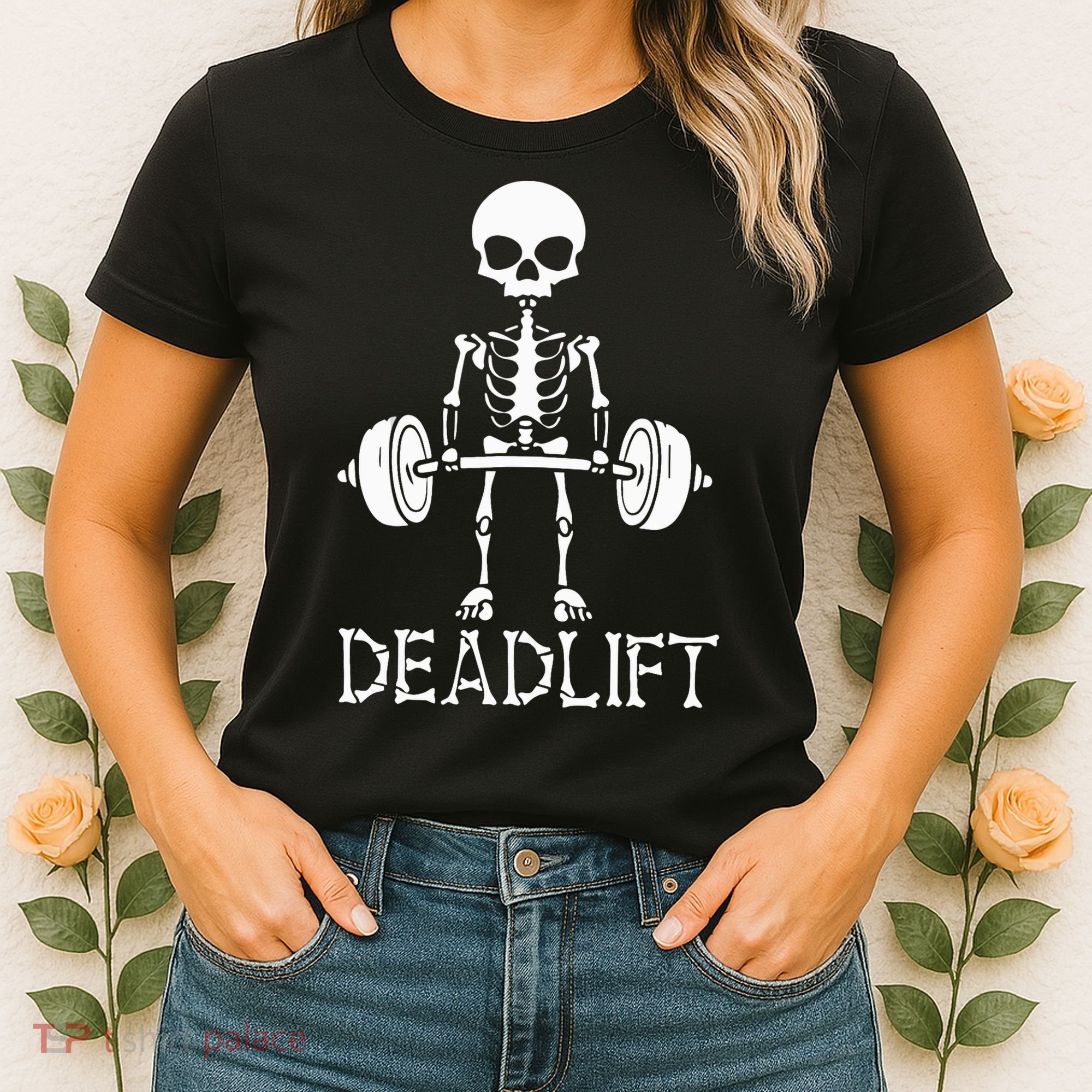 Deadlift Skeleton Workout Bodybuilding Gym Funny Skull Women's T-Shirt