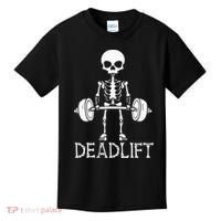 Deadlift Skeleton Workout Bodybuilding Gym Funny Skull Kids T-Shirt thumb 0