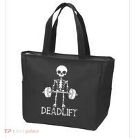 Deadlift Skeleton Workout Bodybuilding Gym Funny Skull Tote Bag thumb 3