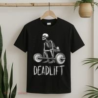 Deadlift Skeleton Workout Halloween Weight Lifting Fitness T-Shirt thumb 2