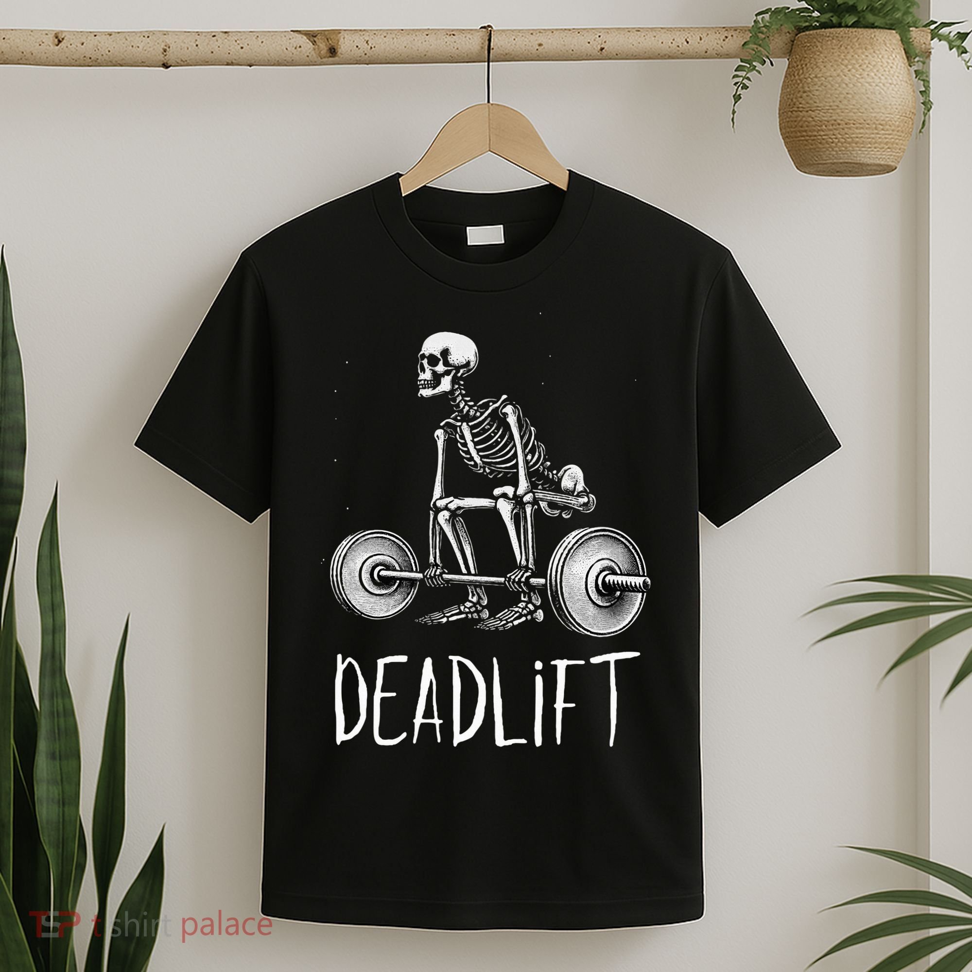 Deadlift Skeleton Workout Halloween Weight Lifting Fitness T-Shirt