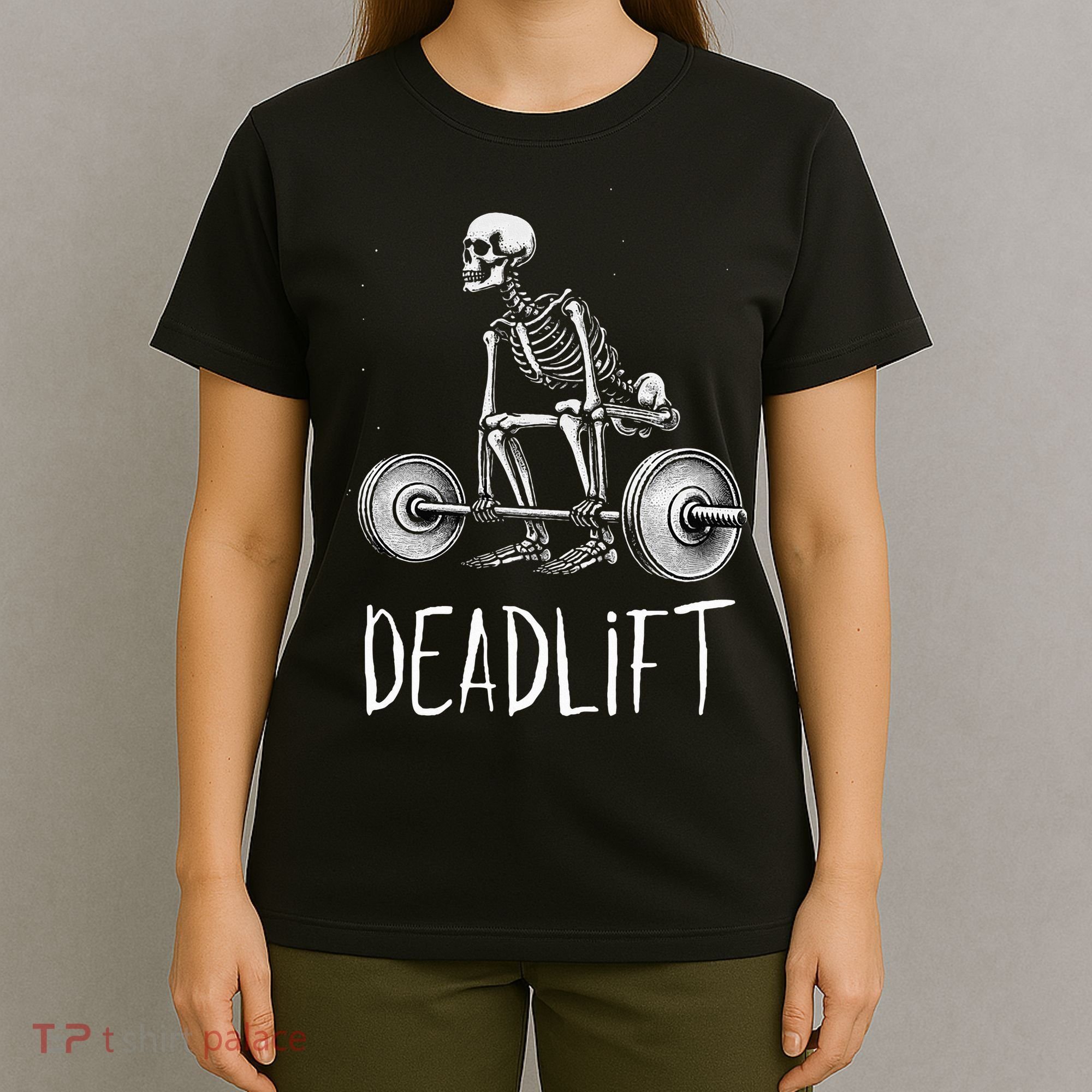 Deadlift Skeleton Workout Halloween Weight Lifting Fitness T-Shirt