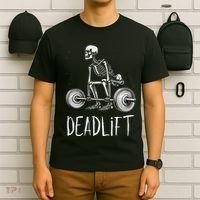 Deadlift Skeleton Workout Halloween Weight Lifting Fitness T-Shirt thumb 6