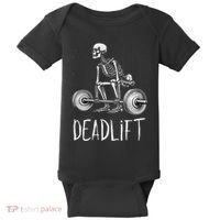 Deadlift Skeleton Workout Halloween Weight Lifting Fitness Baby Bodysuit thumb 0