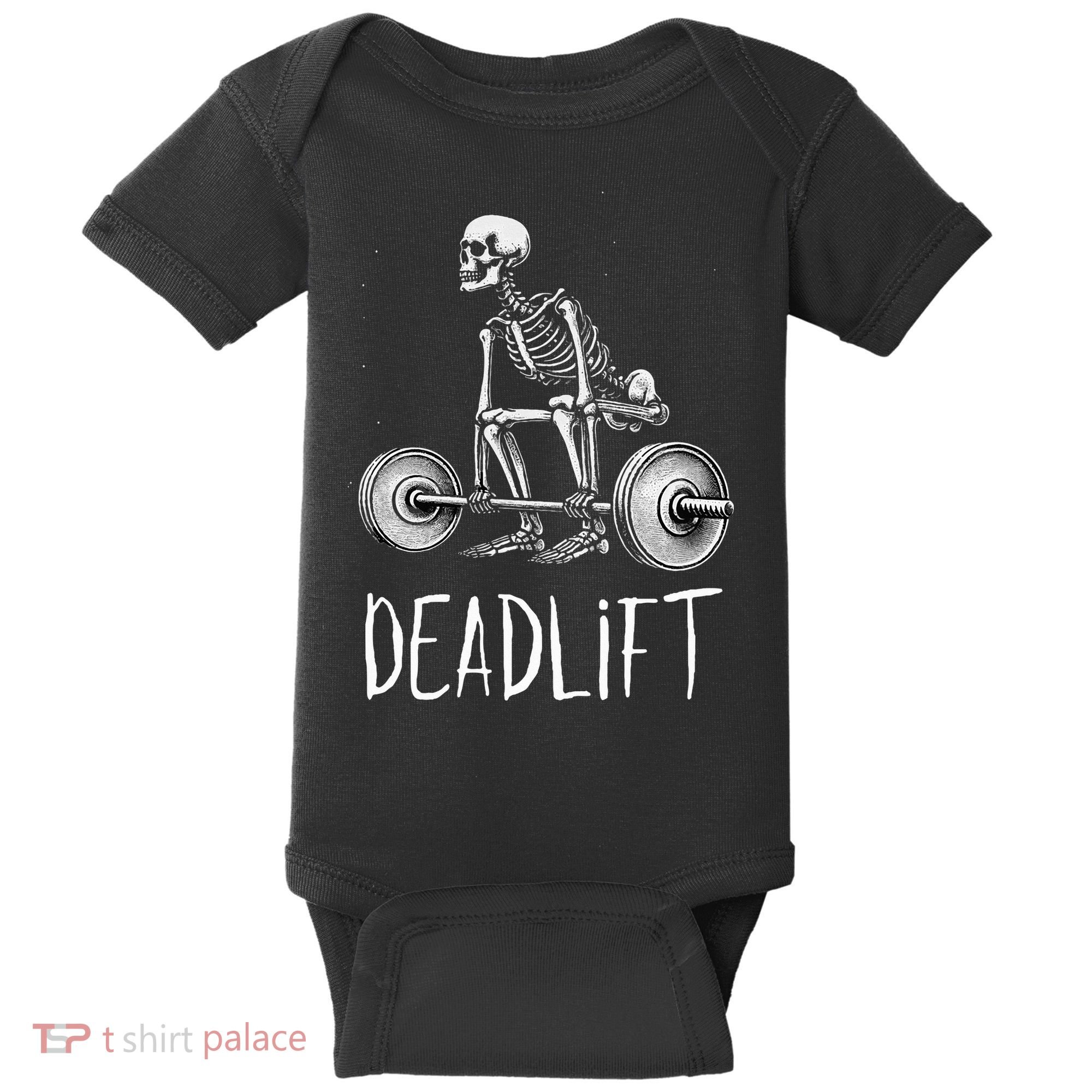 Deadlift Skeleton Workout Halloween Weight Lifting Fitness Baby Bodysuit