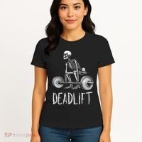 Deadlift Skeleton Workout Halloween Weight Lifting Fitness Women's T-Shirt thumb 4