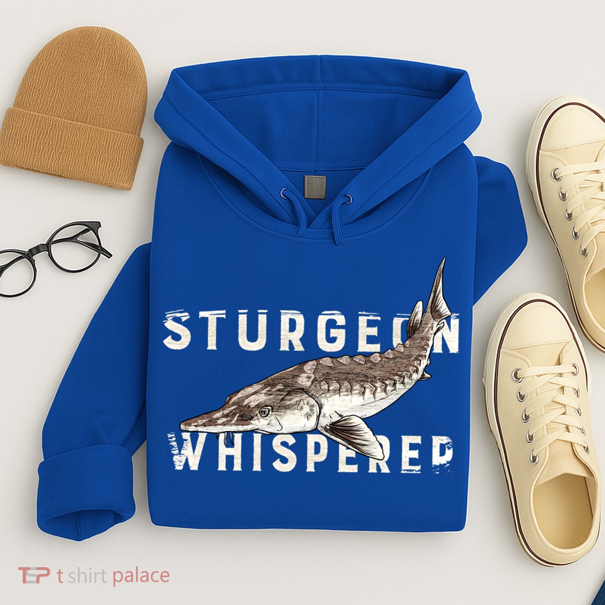 Distressed Sturgeon Whisperer Beluga Fish Funny Gift Hoodie