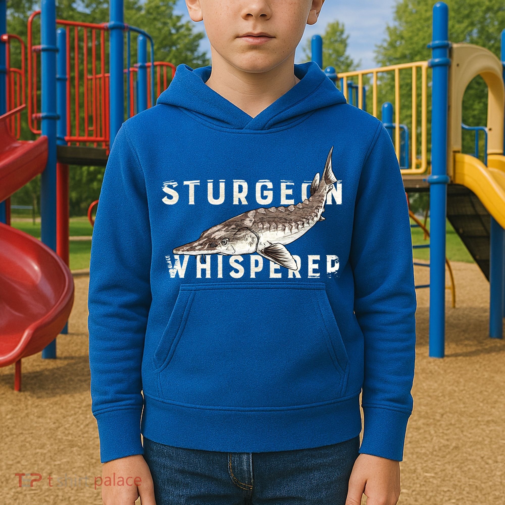 Distressed Sturgeon Whisperer Beluga Fish Funny Gift Kids Hoodie