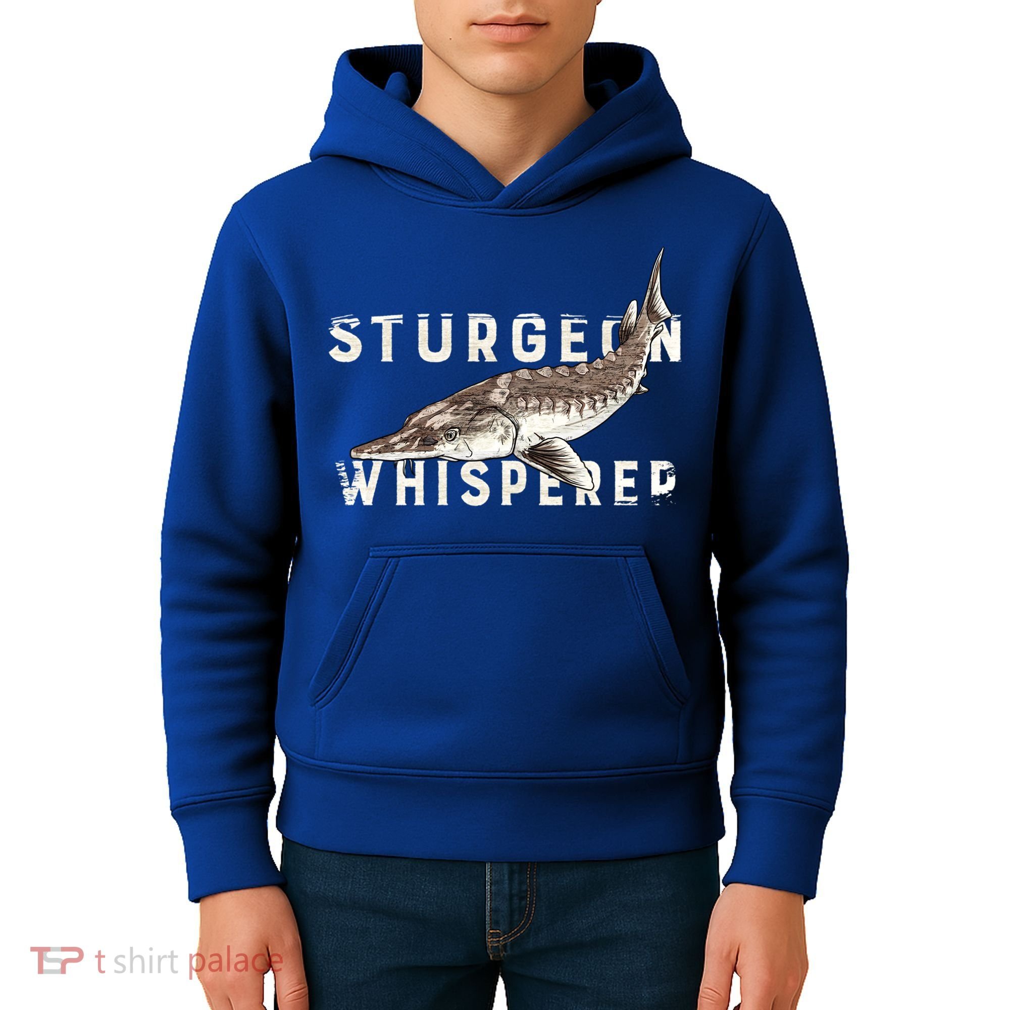 Distressed Sturgeon Whisperer Beluga Fish Funny Gift Kids Hoodie