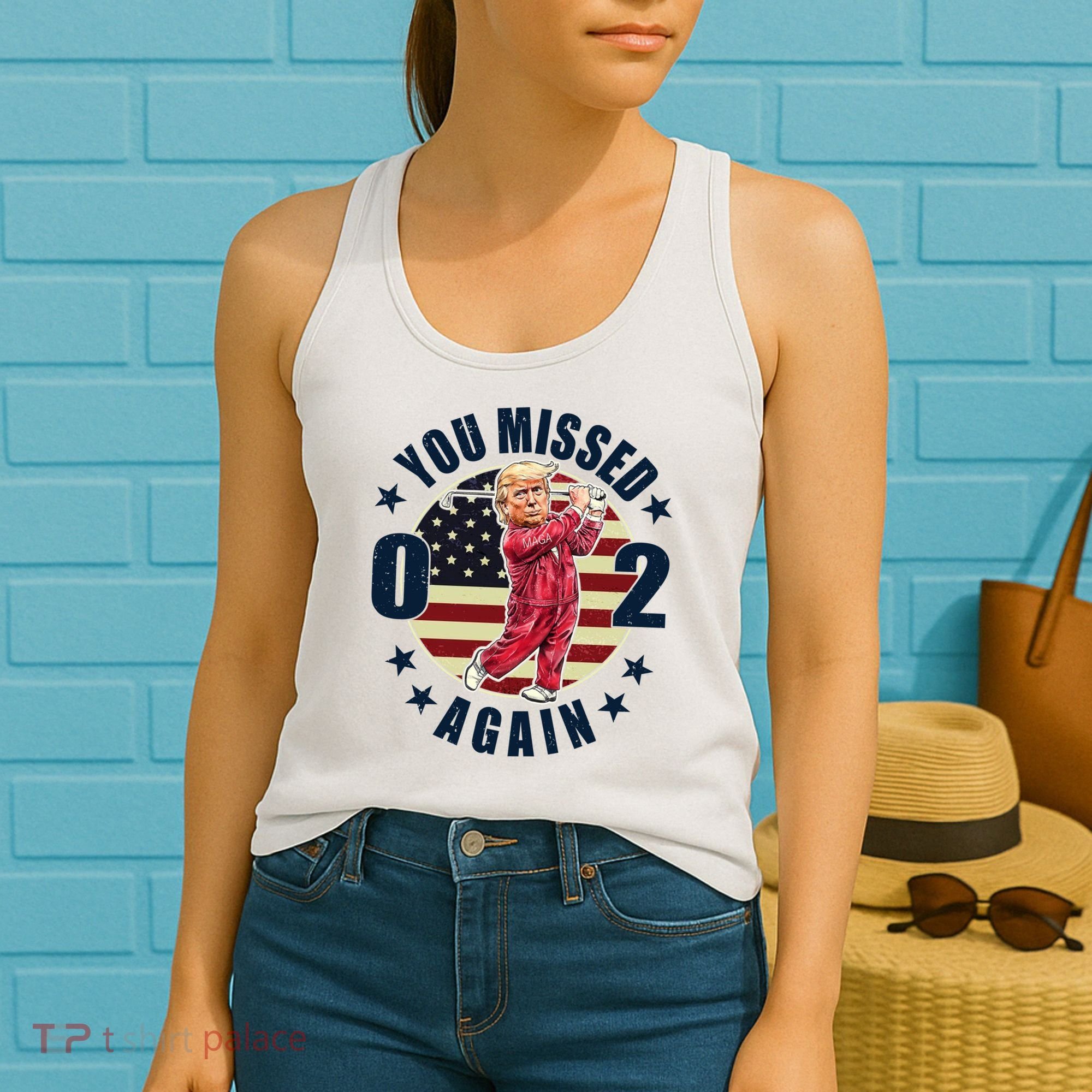 Donald Trump 02 Golf You Missed Again 2024 Election Women's Tank Top