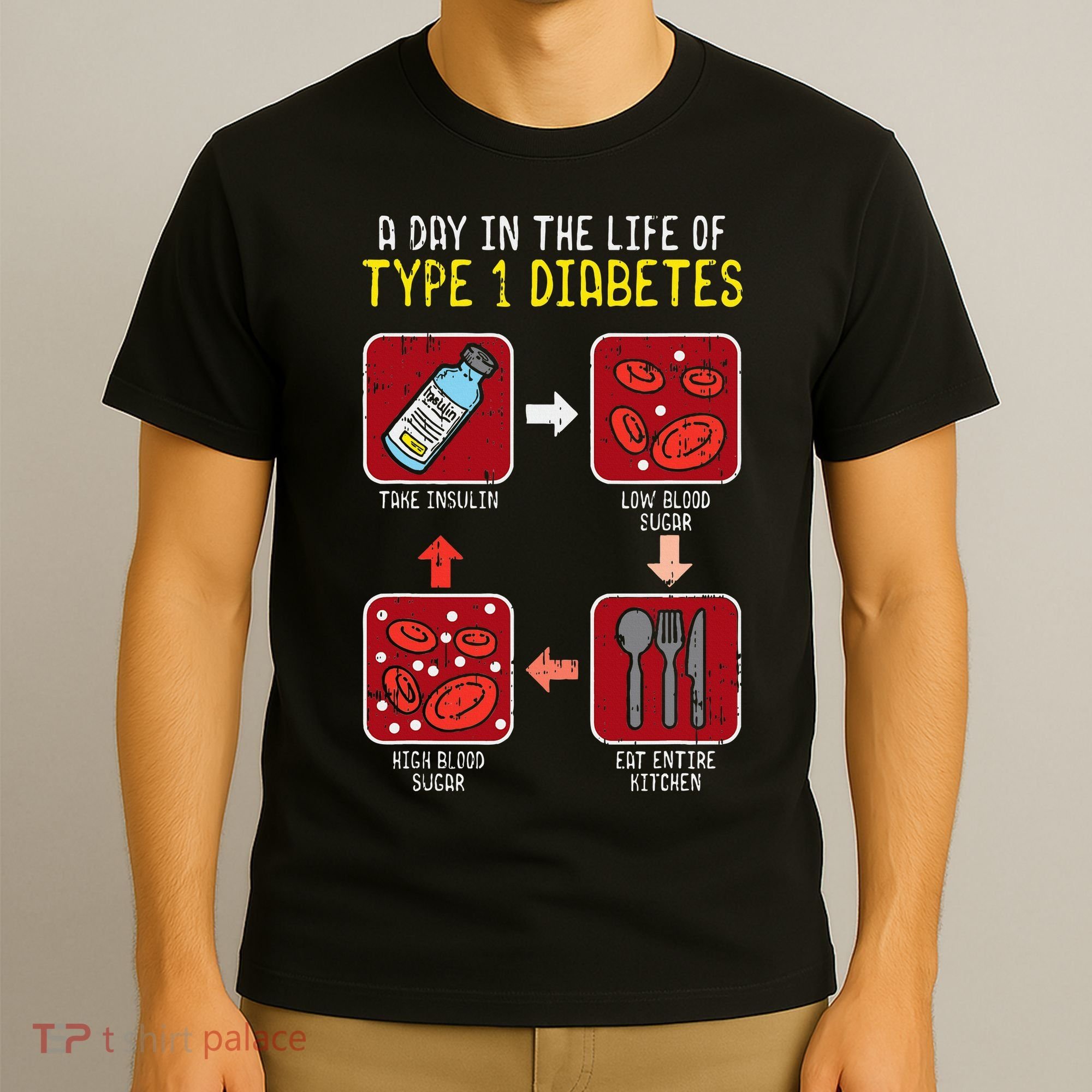 Diabetic Type 1 Life Cycle Funny Diabetes Awareness T-Shirt