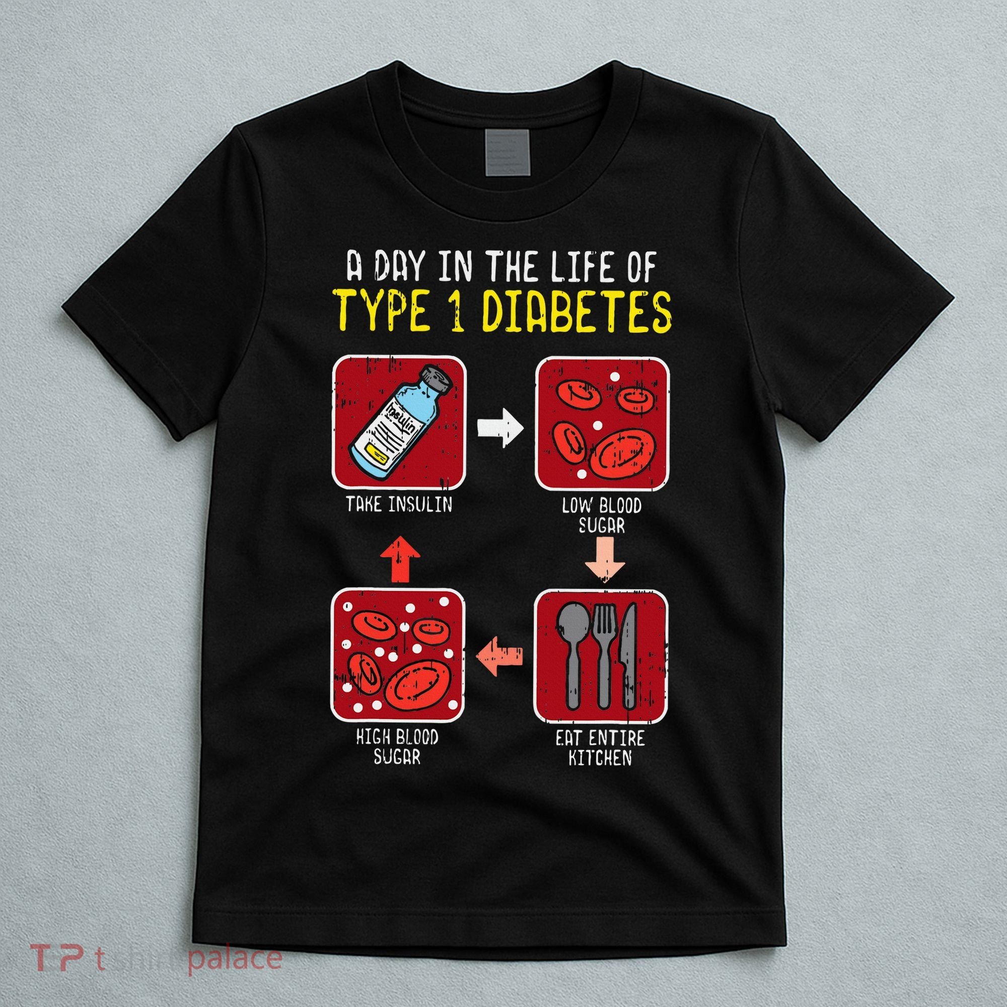 Diabetic Type 1 Life Cycle Funny Diabetes Awareness T-Shirt