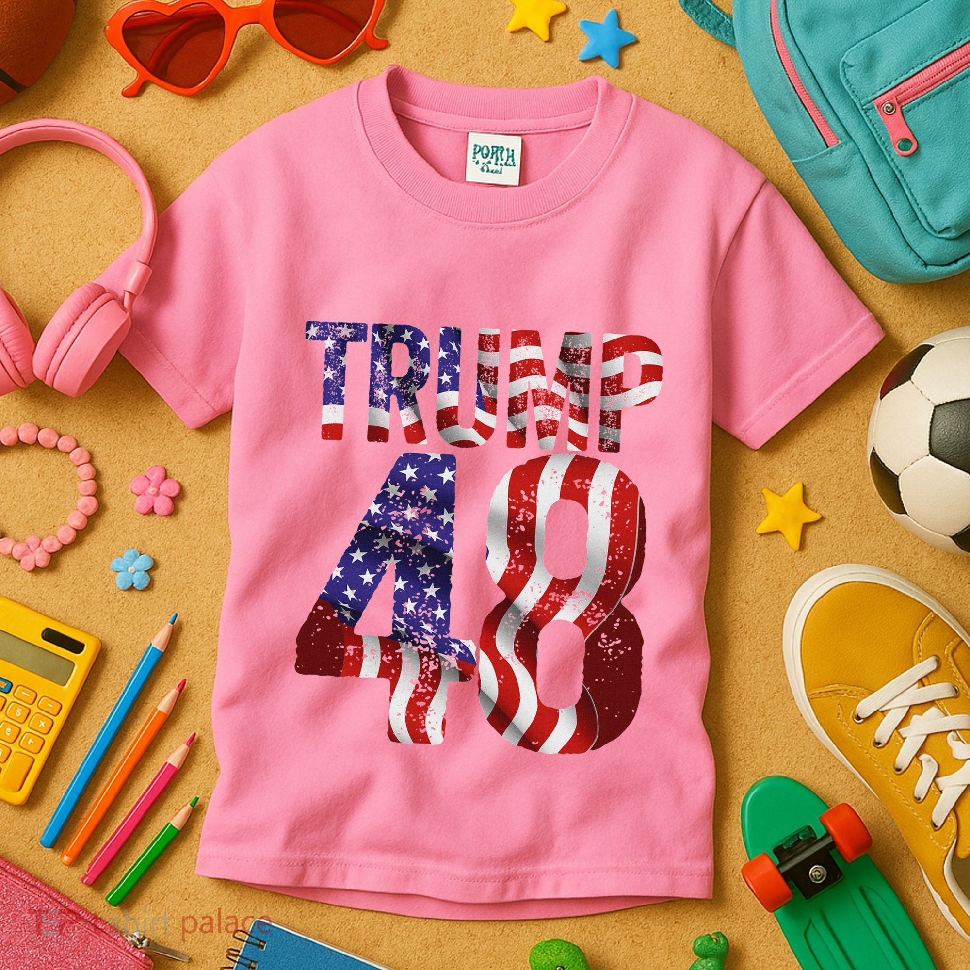 Donald Trump 2028 Trump 45 47 48th President Kids T-Shirt