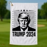 Donald Trump 2024 Mugshot Golf Towel thumb 1