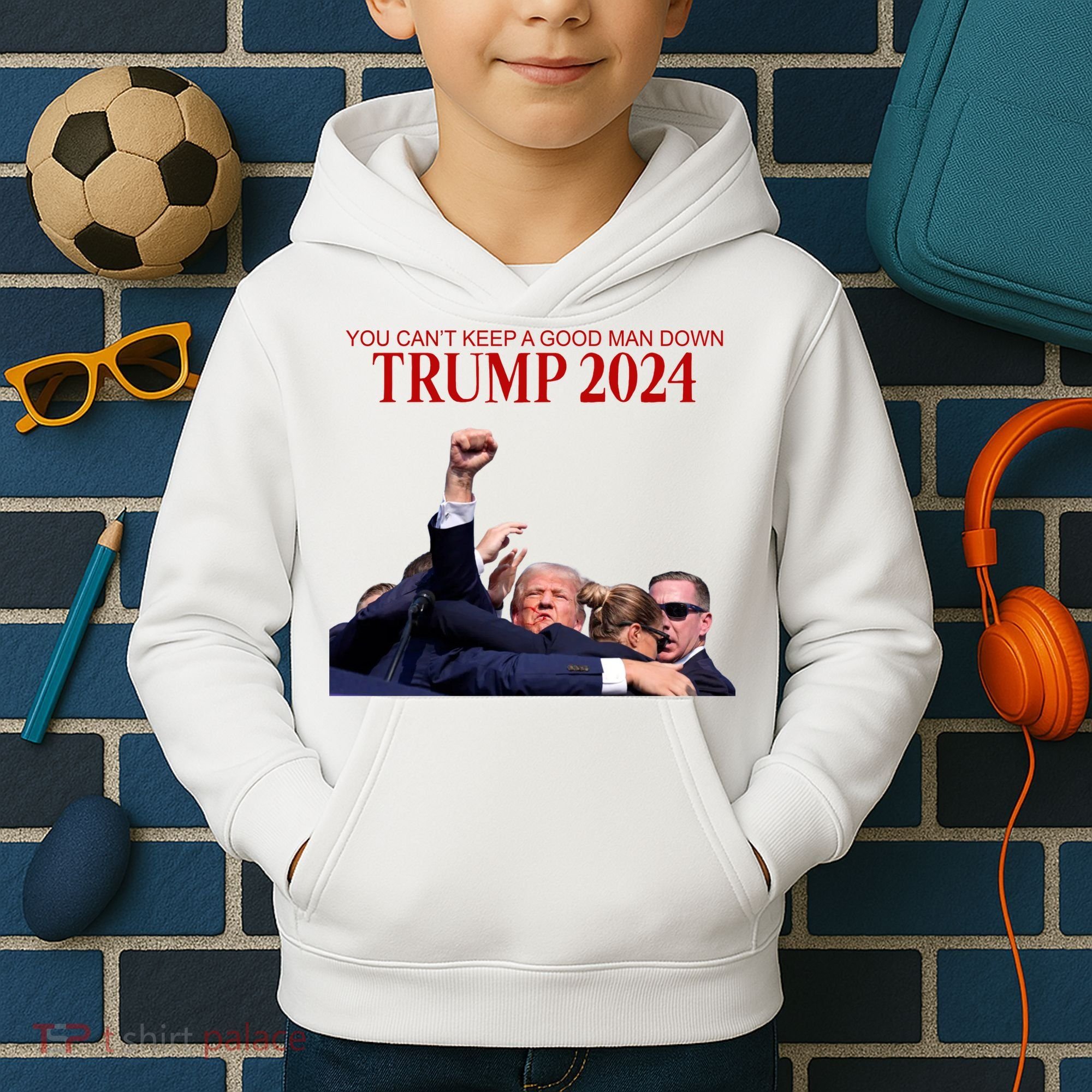 Donald Trump 2024 You CanT Keep A Good Man Down Kids Hoodie