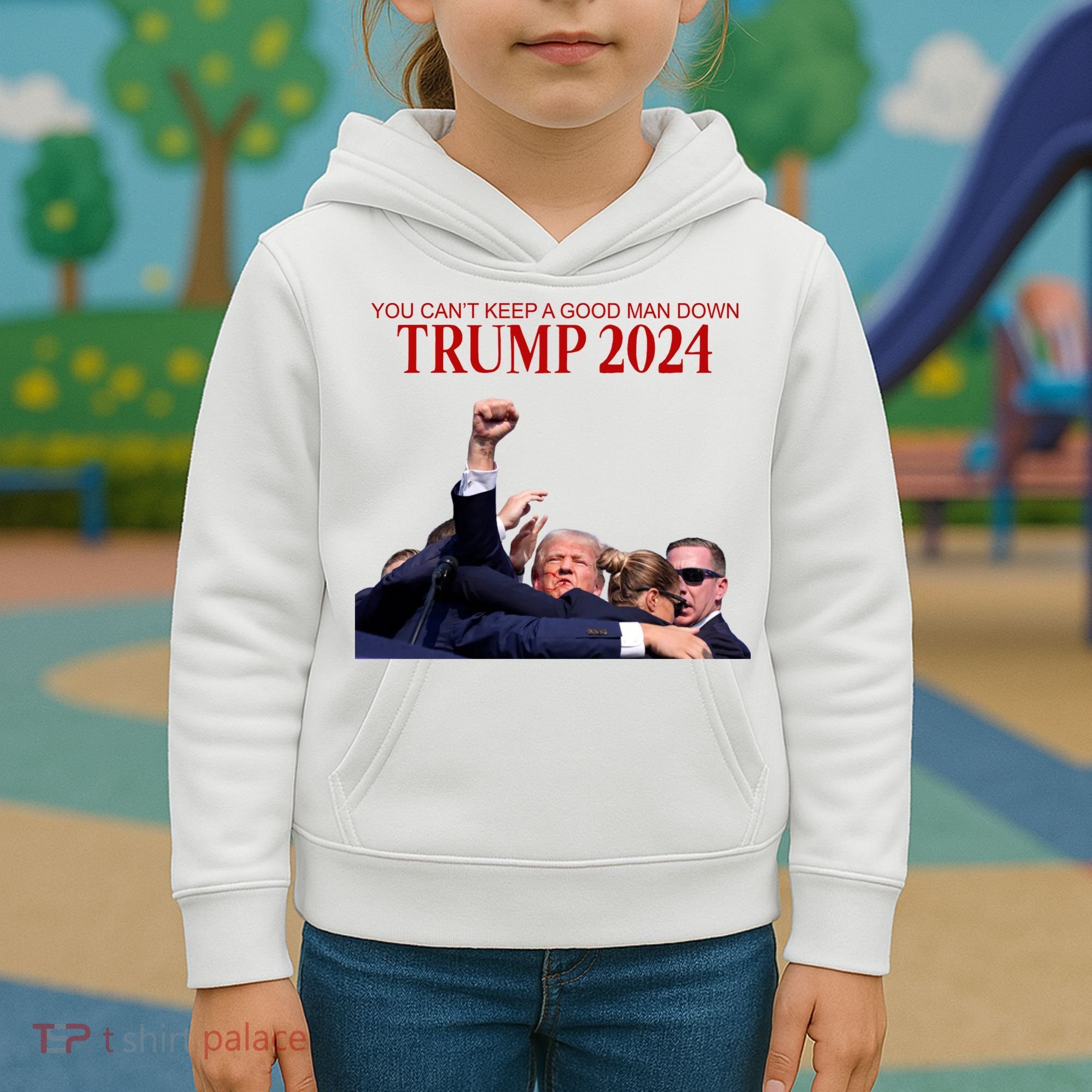 Donald Trump 2024 You CanT Keep A Good Man Down Kids Hoodie
