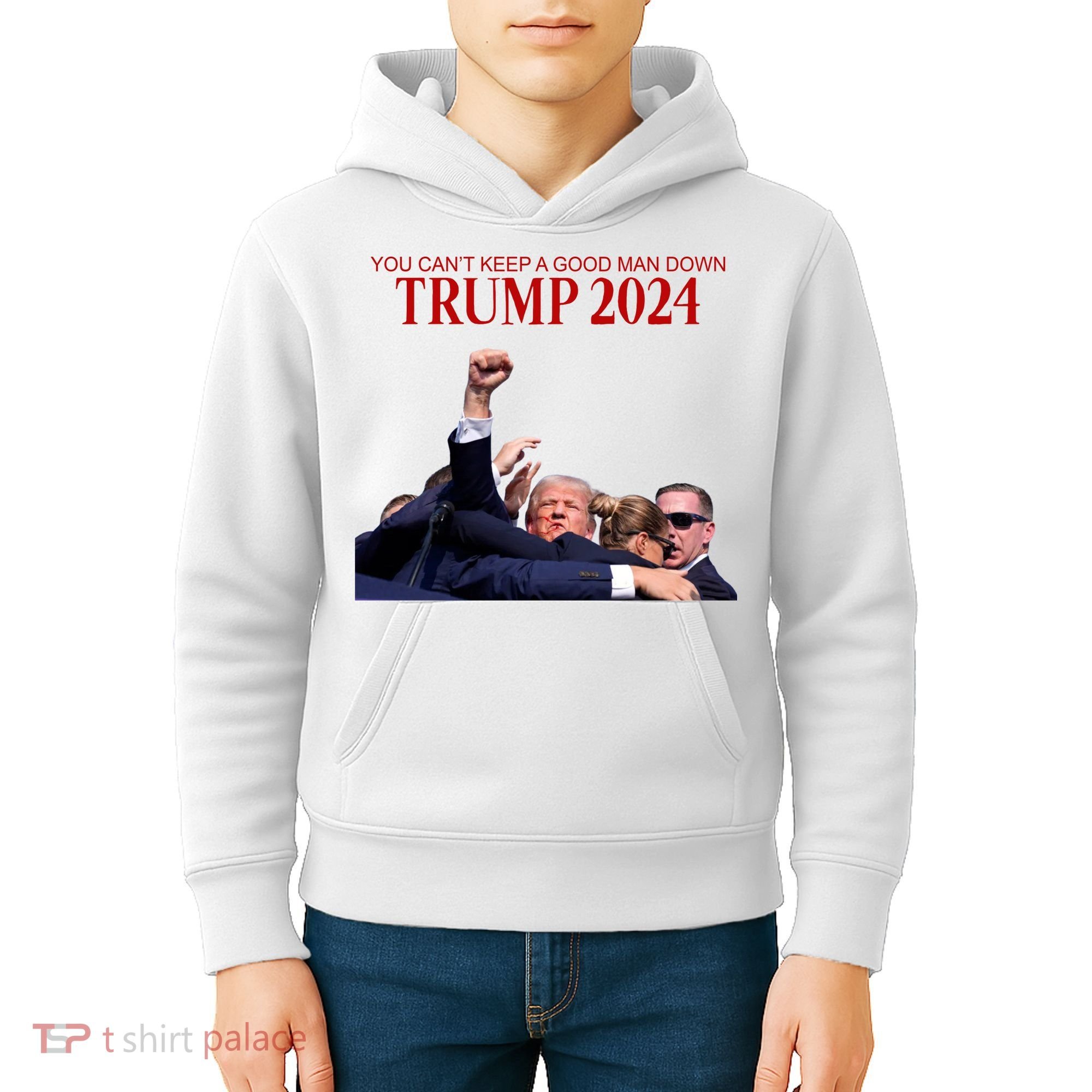 Donald Trump 2024 You CanT Keep A Good Man Down Kids Hoodie