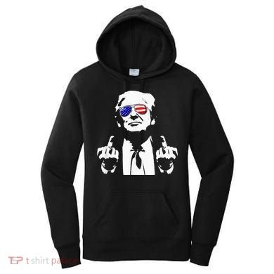 Donald Trump 2024 Middle Finger Conservative Republican Women's Hoodie