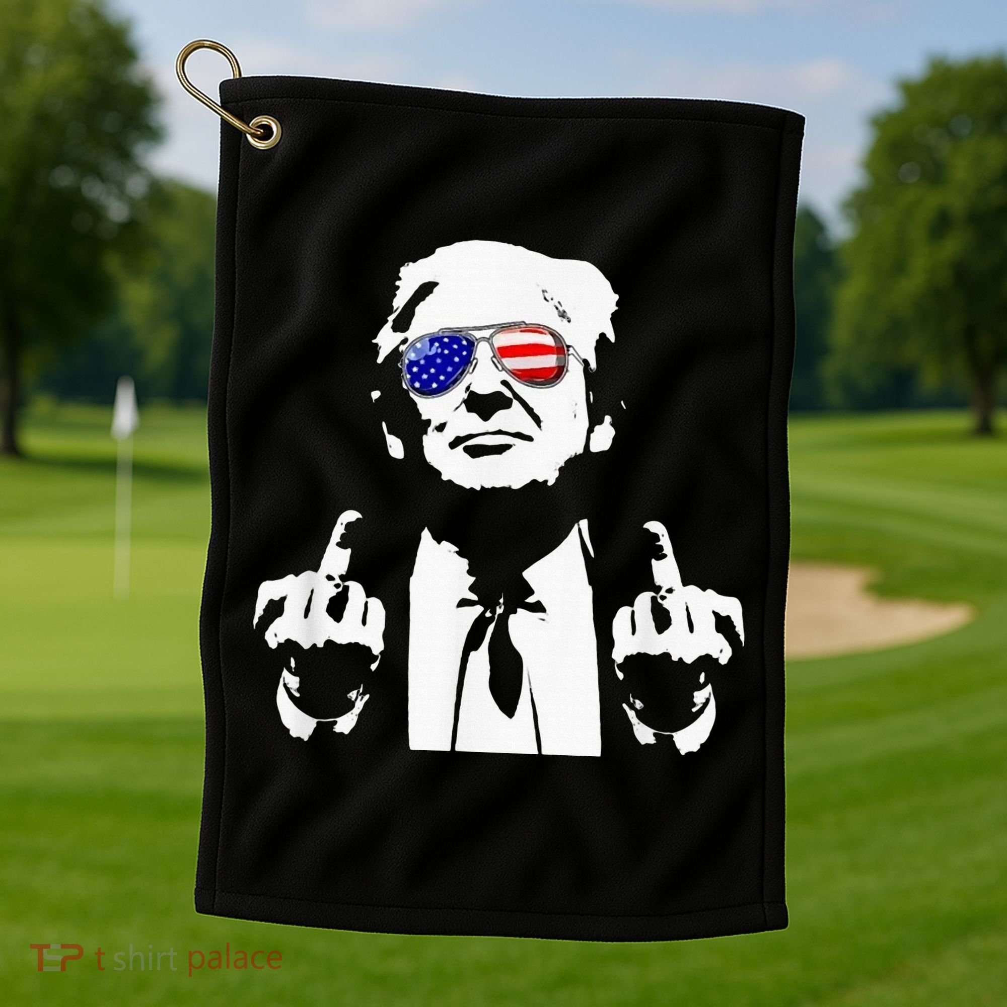 Donald Trump 2024 Middle Finger Conservative Republican Golf Towel