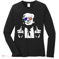 Donald Trump 2024 Middle Finger Conservative Republican Women's Long Sleeve Shirt thumb 0
