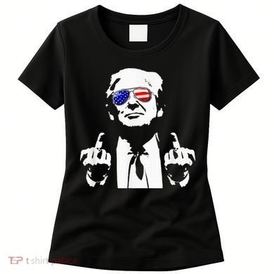 Donald Trump 2024 Middle Finger Conservative Republican Women's T-Shirt