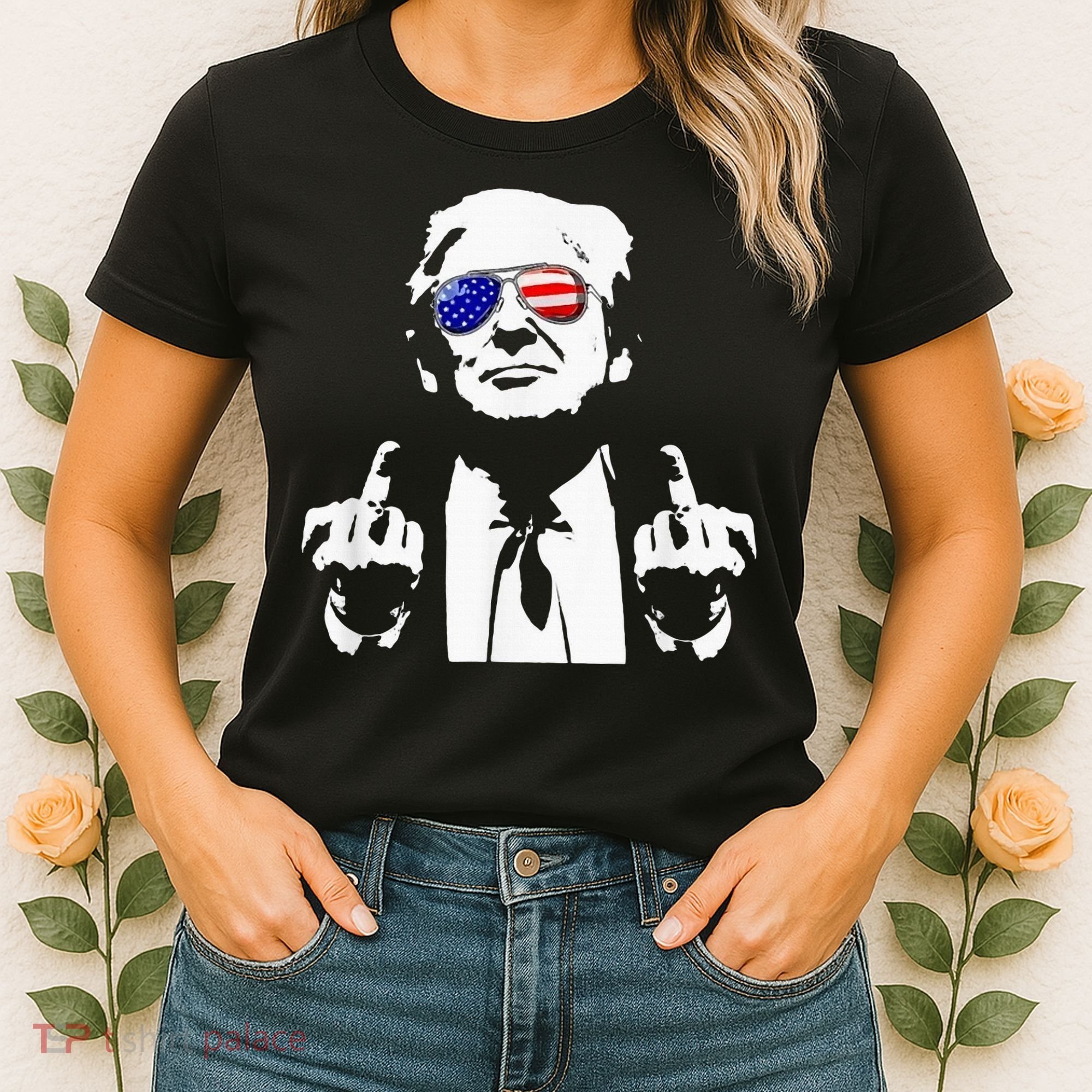 Donald Trump 2024 Middle Finger Conservative Republican Women's T-Shirt