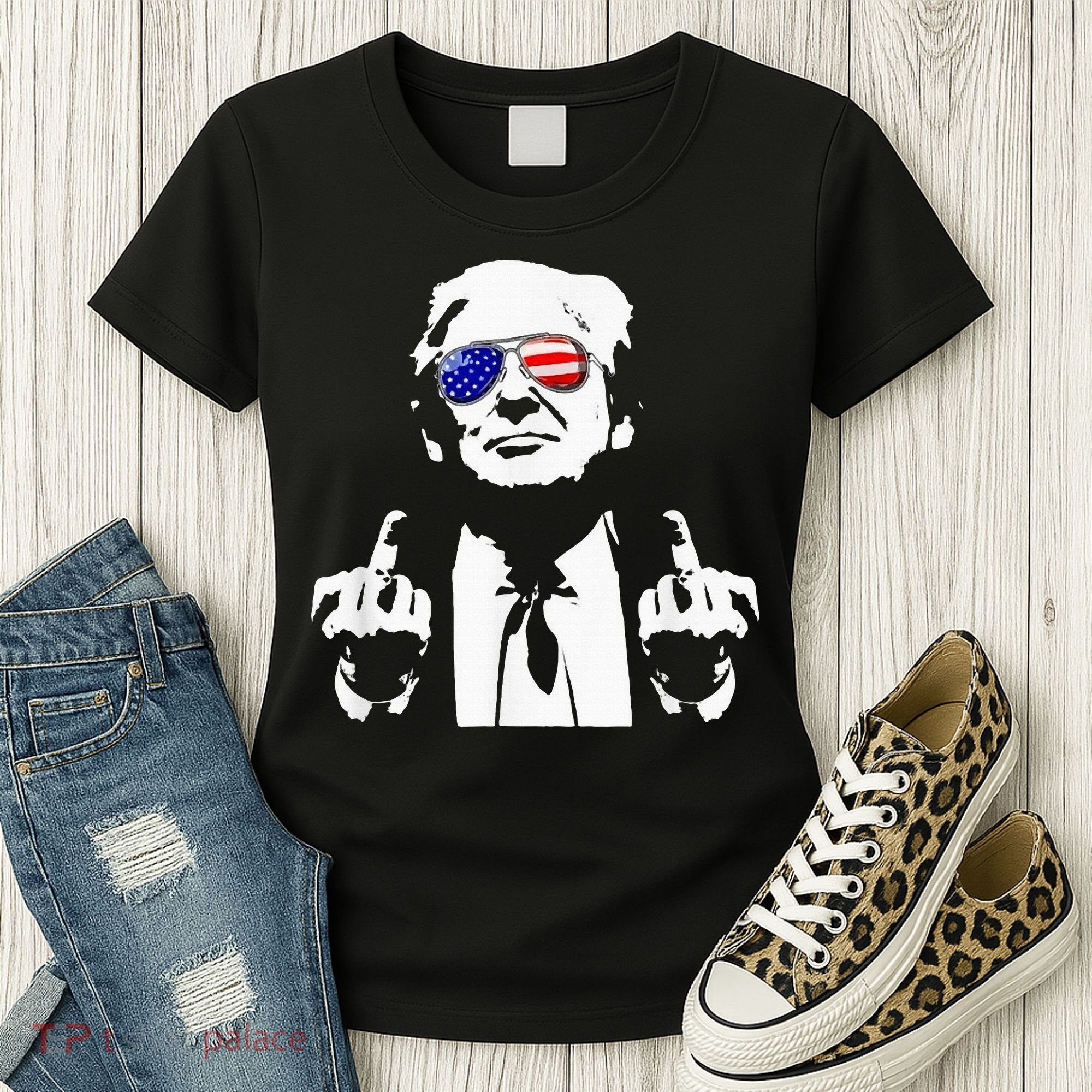 Donald Trump 2024 Middle Finger Conservative Republican Women's T-Shirt