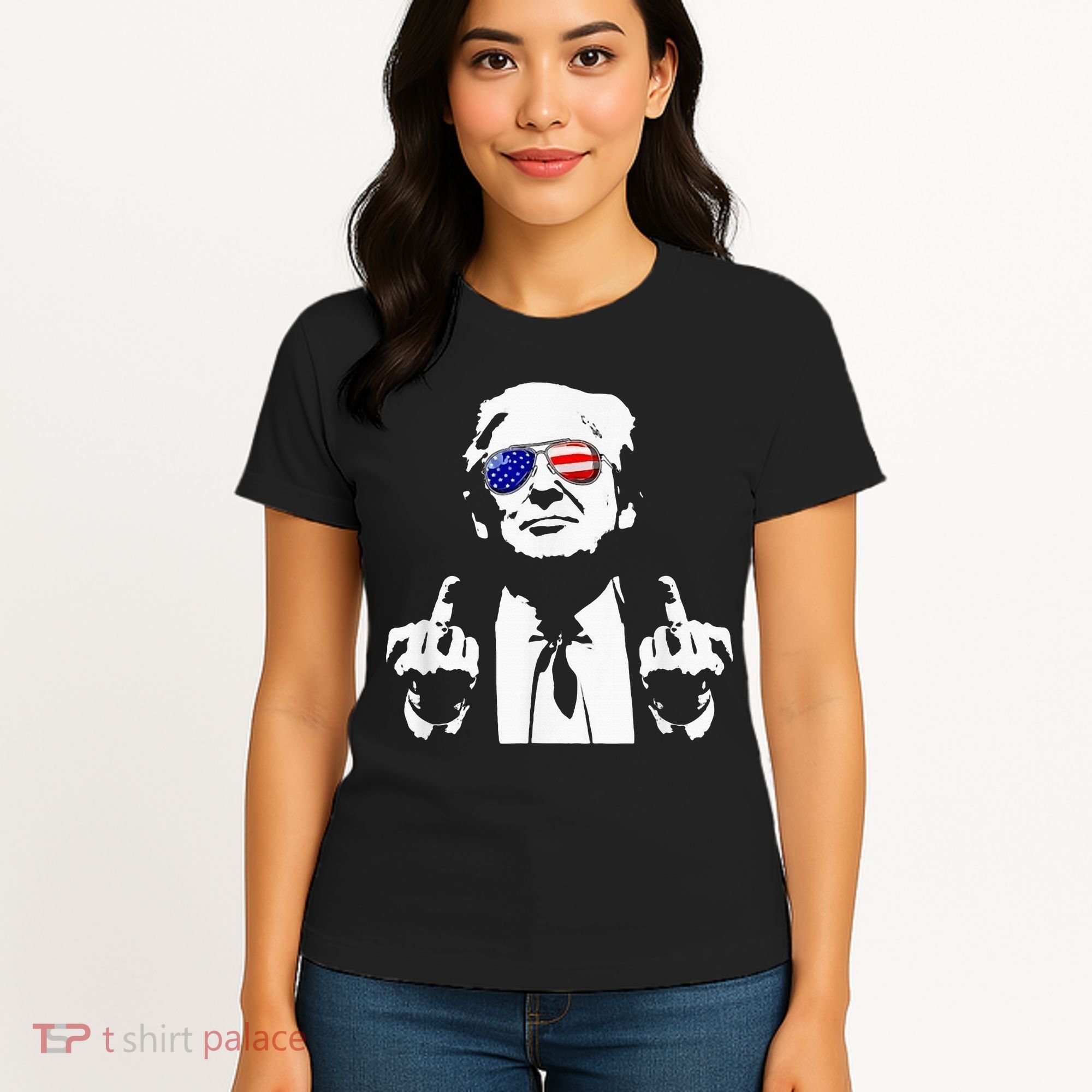 Donald Trump 2024 Middle Finger Conservative Republican Women's T-Shirt