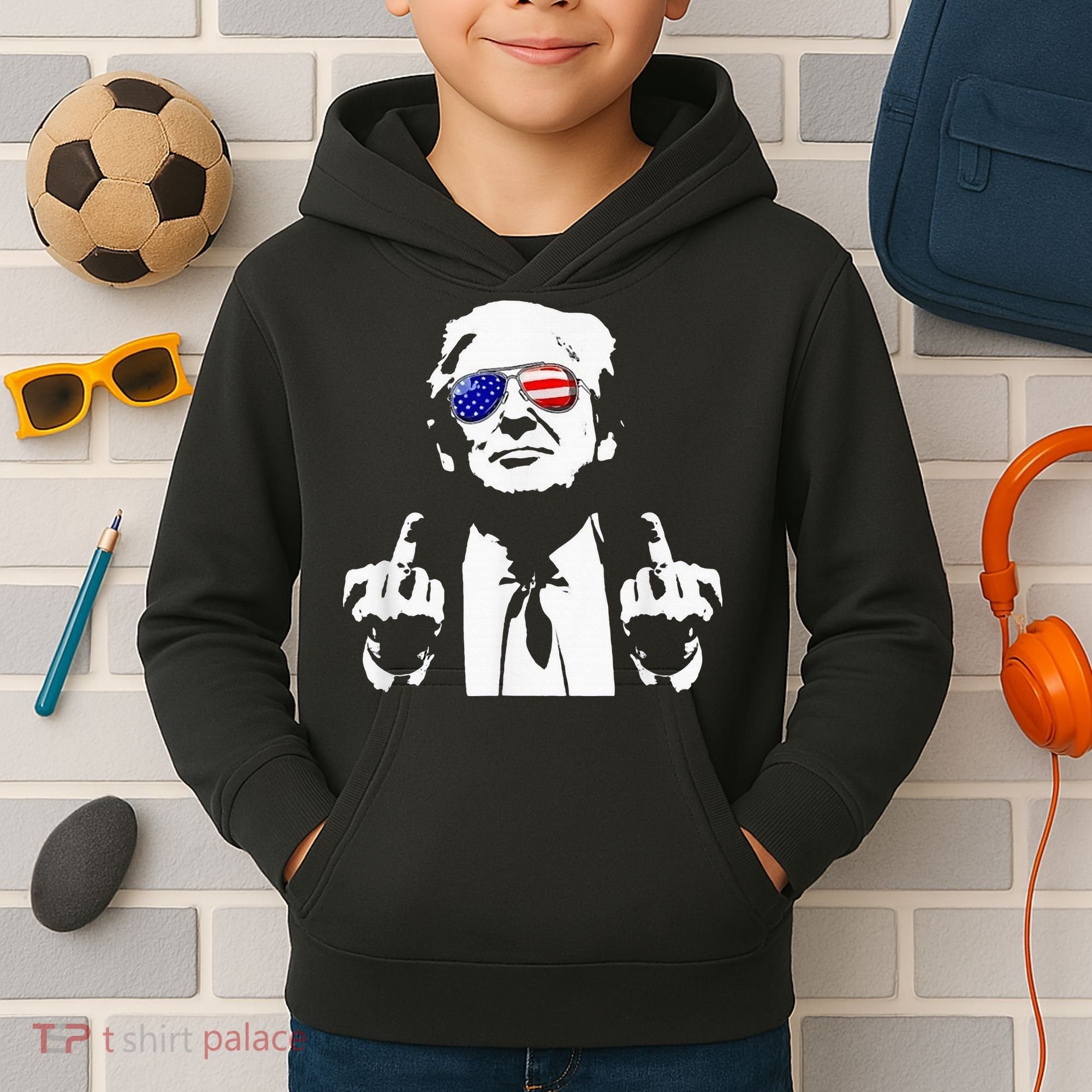 Donald Trump 2024 Middle Finger Conservative Republican Kids Hoodie
