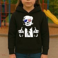 Donald Trump 2024 Middle Finger Conservative Republican Kids Hoodie thumb 3