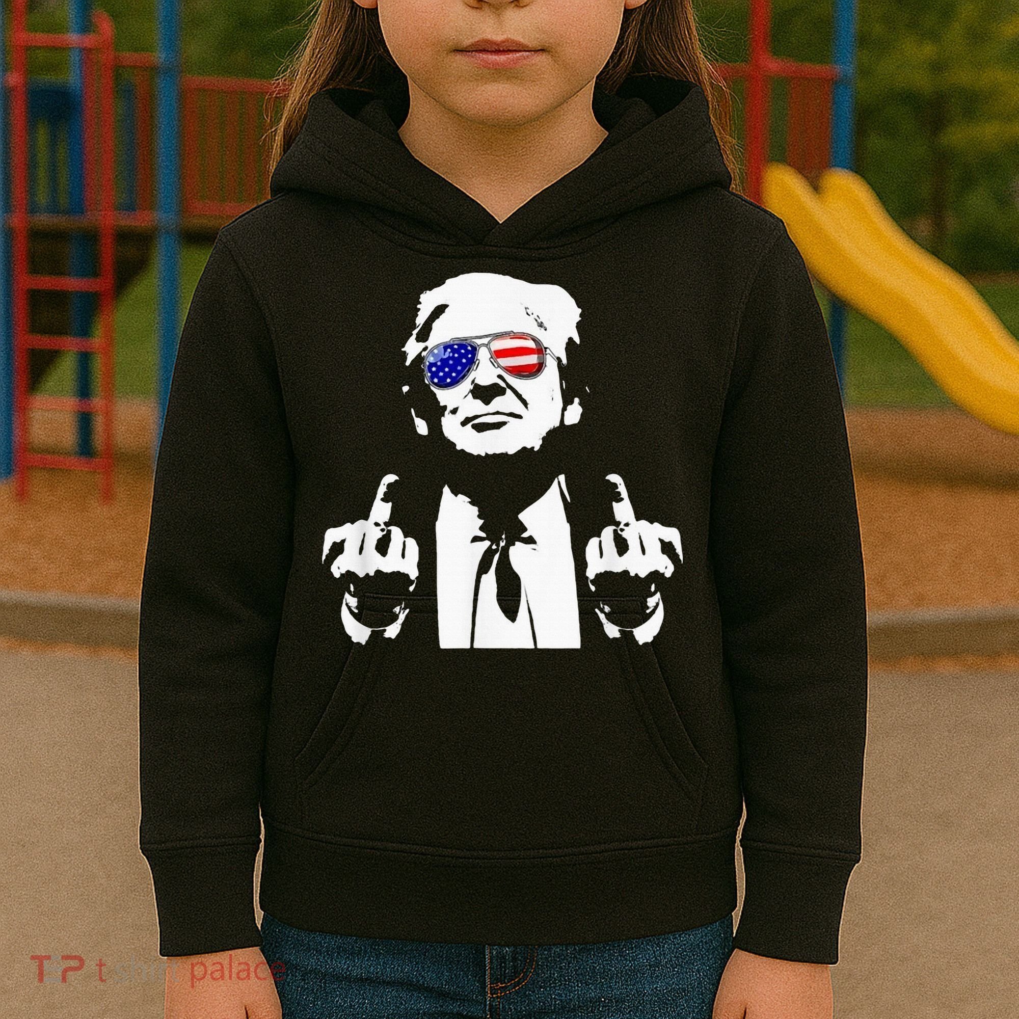 Donald Trump 2024 Middle Finger Conservative Republican Kids Hoodie