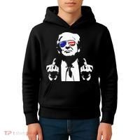 Donald Trump 2024 Middle Finger Conservative Republican Kids Hoodie thumb 4