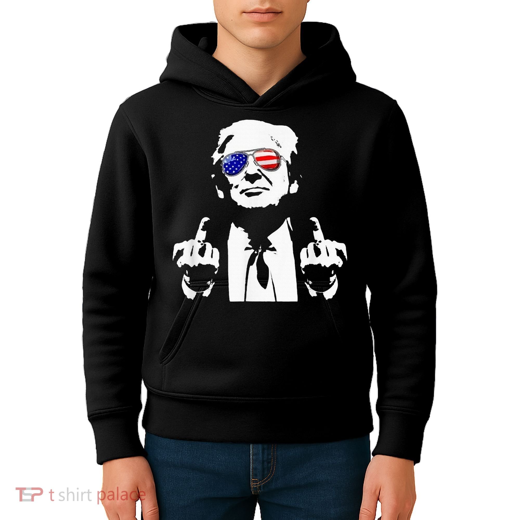 Donald Trump 2024 Middle Finger Conservative Republican Kids Hoodie