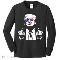 Donald Trump 2024 Middle Finger Conservative Republican Kids Long Sleeve Shirt thumb 0