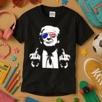 Donald Trump 2024 Middle Finger Conservative Republican Kids T-Shirt thumb 3