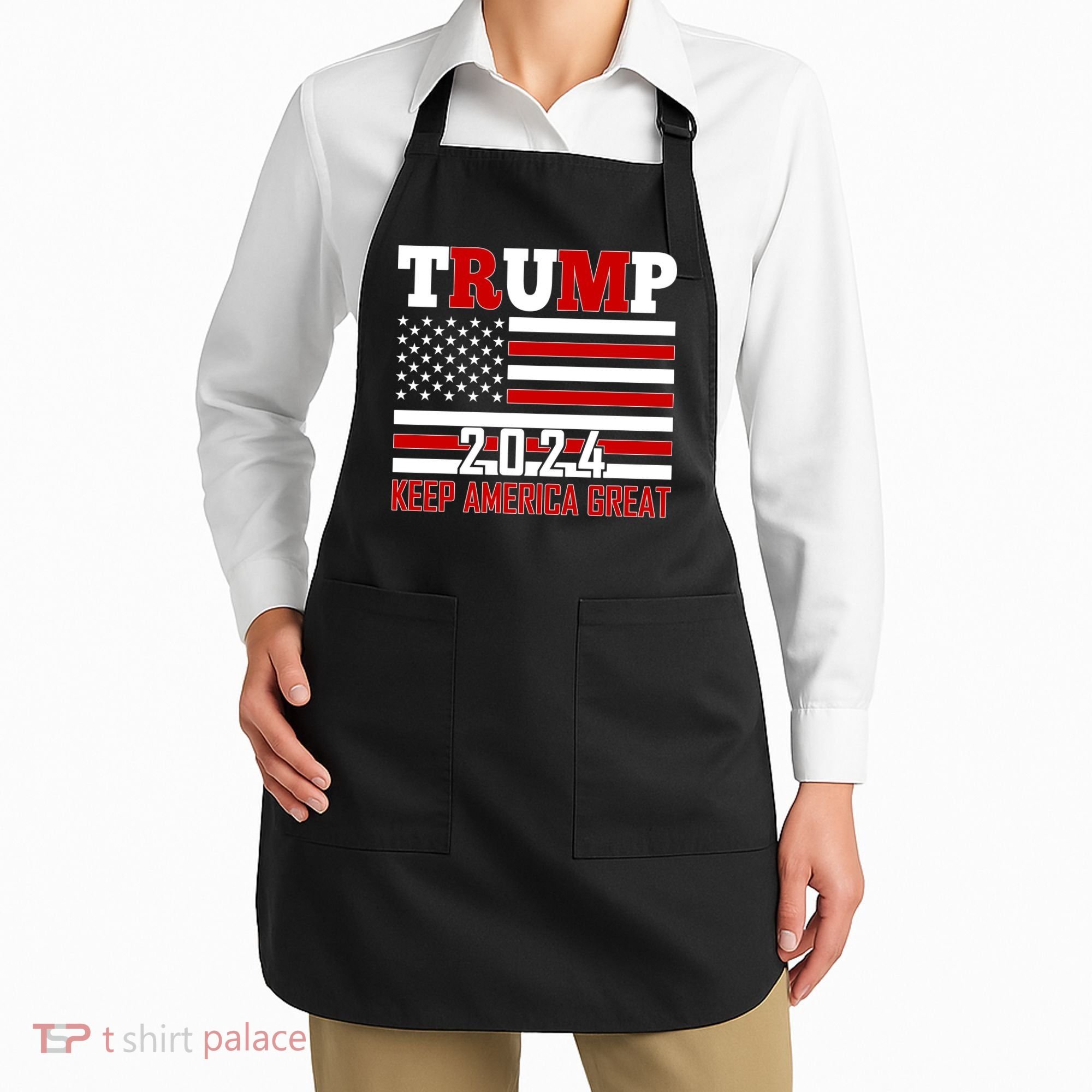 Donald Trump 2024 Keep America Great Usa Flag Apron