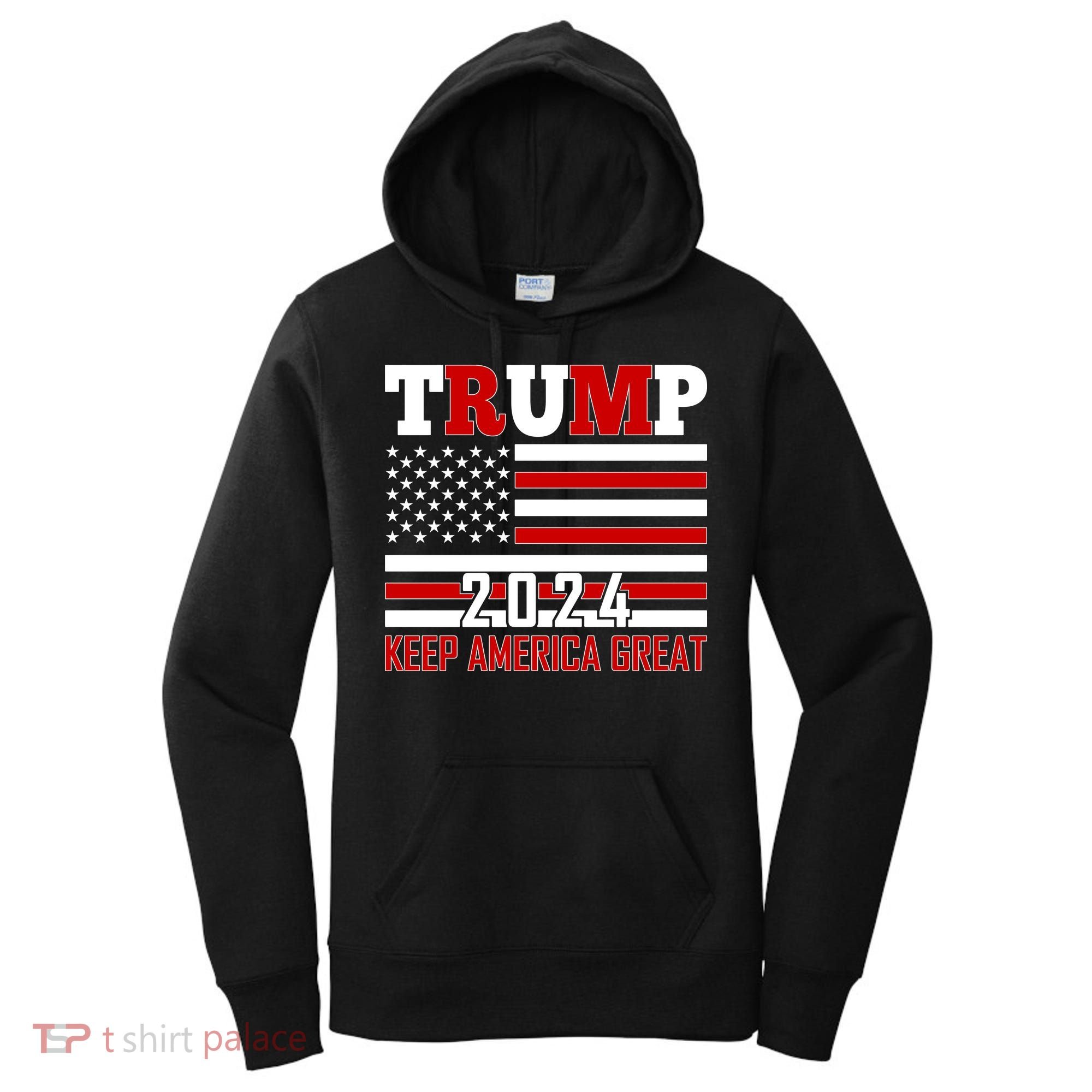 Donald Trump 2024 Keep America Great Usa Flag Women's Hoodie
