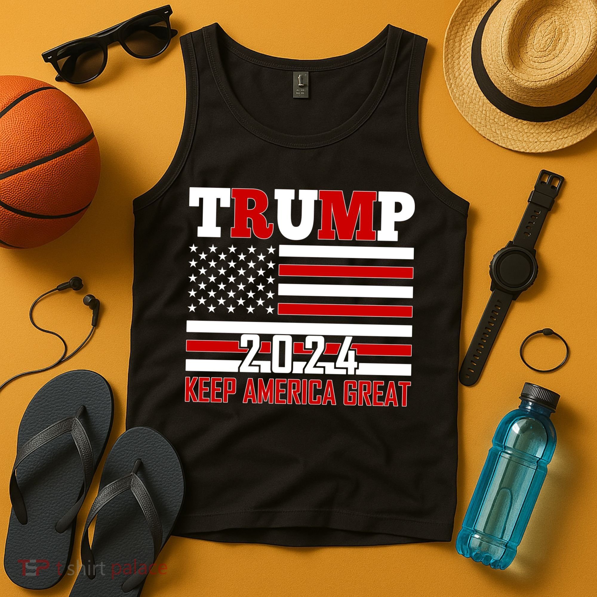 Donald Trump 2024 Keep America Great Usa Flag Tank Top