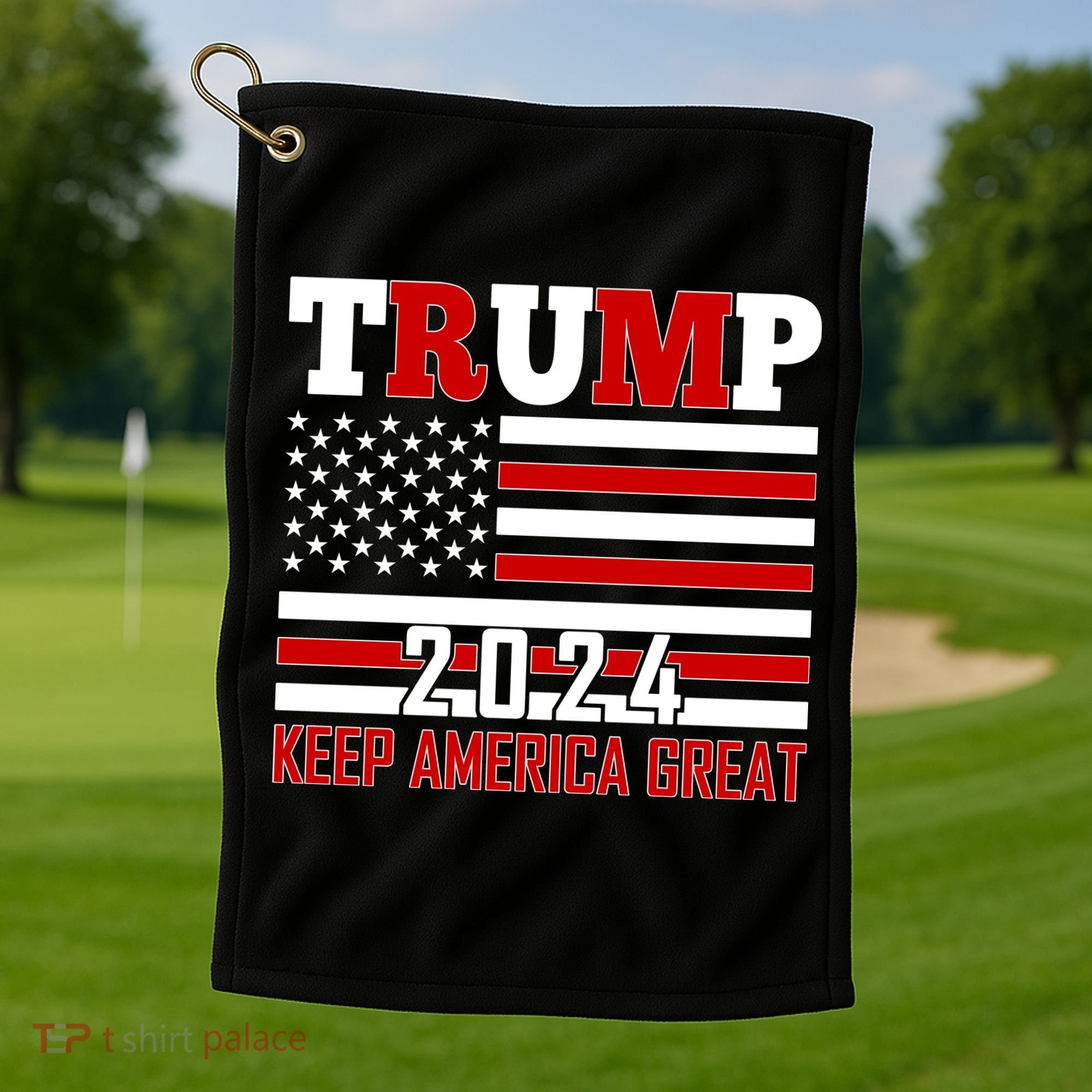 Donald Trump 2024 Keep America Great Usa Flag Golf Towel