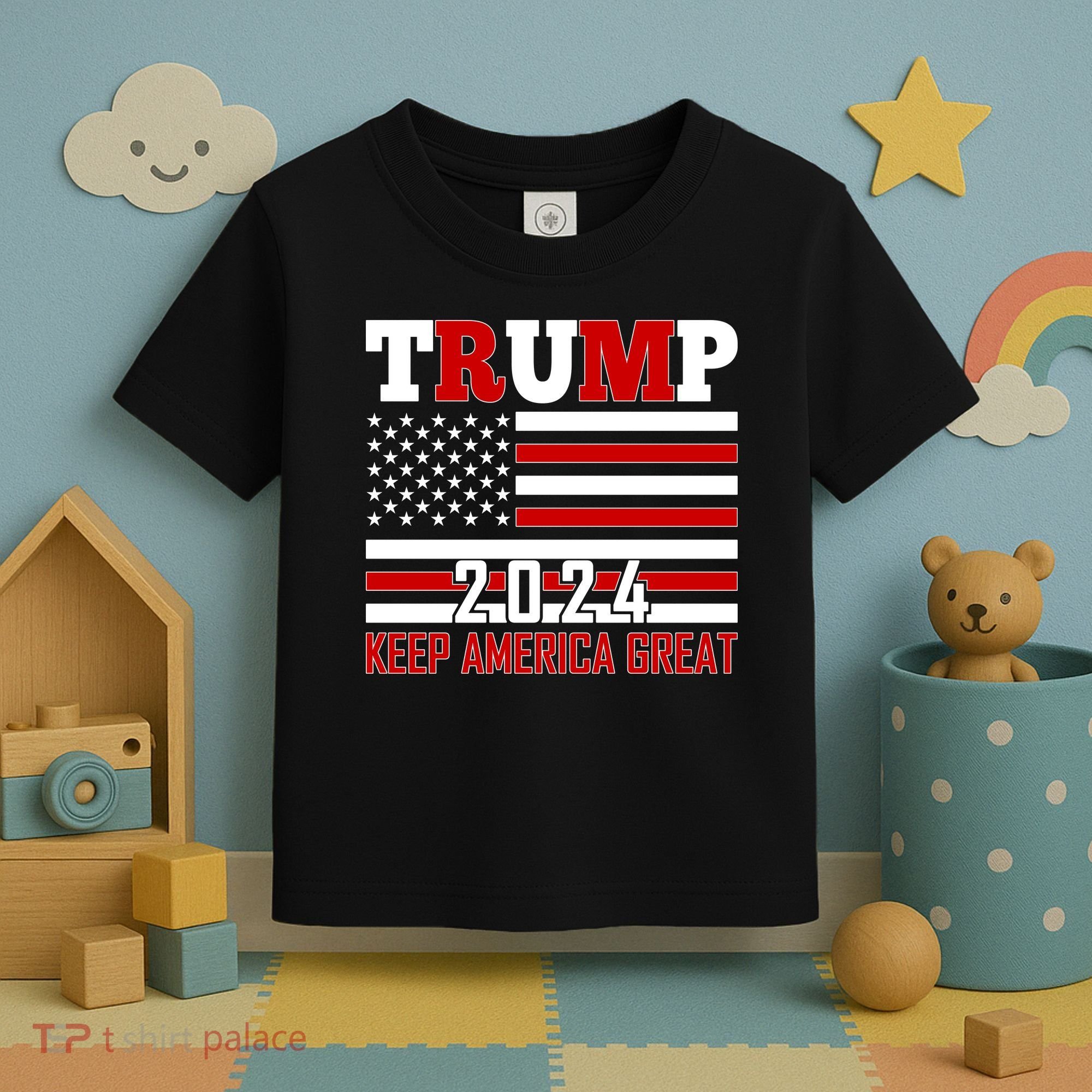 Donald Trump 2024 Keep America Great Usa Flag Toddler T-Shirt