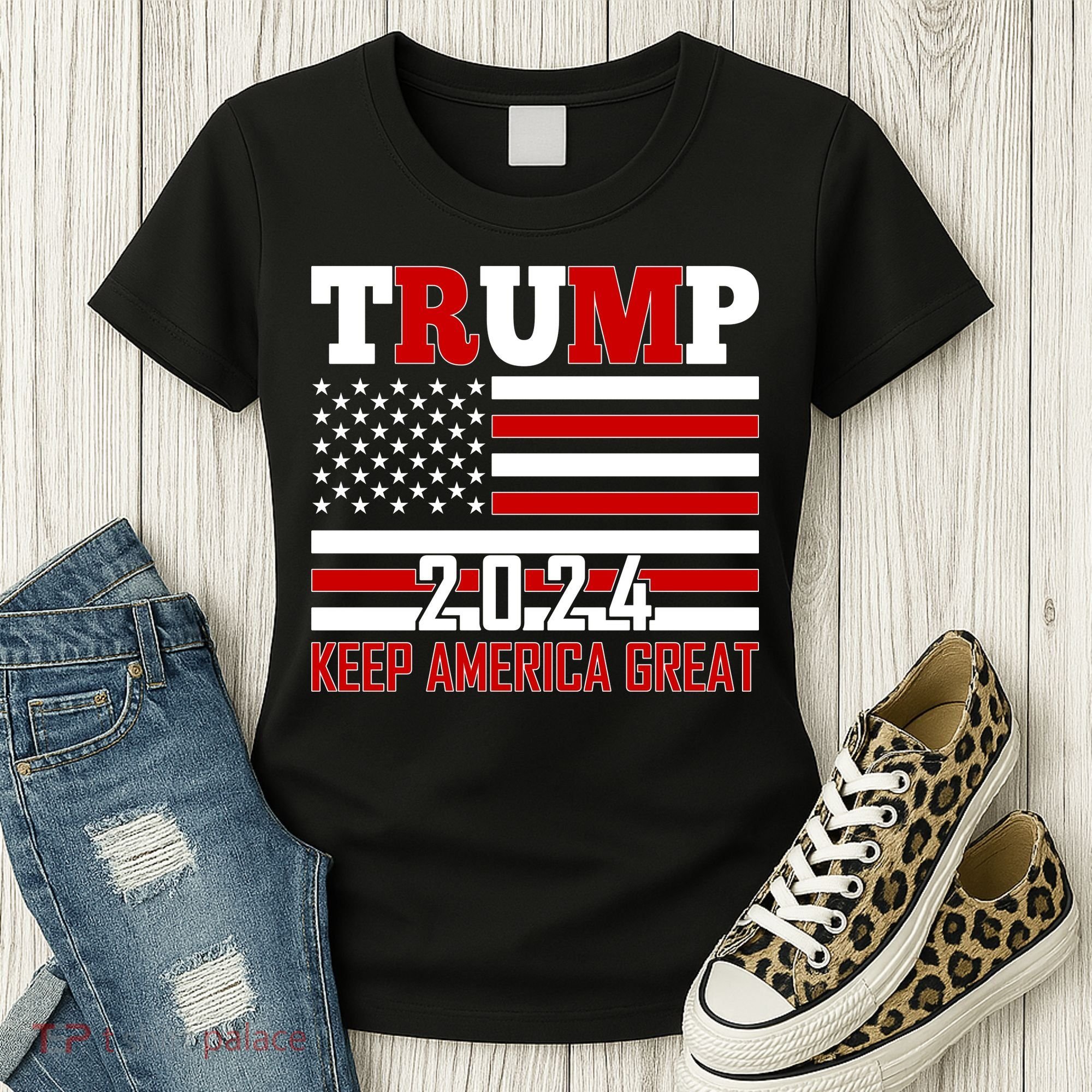 Donald Trump 2024 Keep America Great Usa Flag Women's T-Shirt