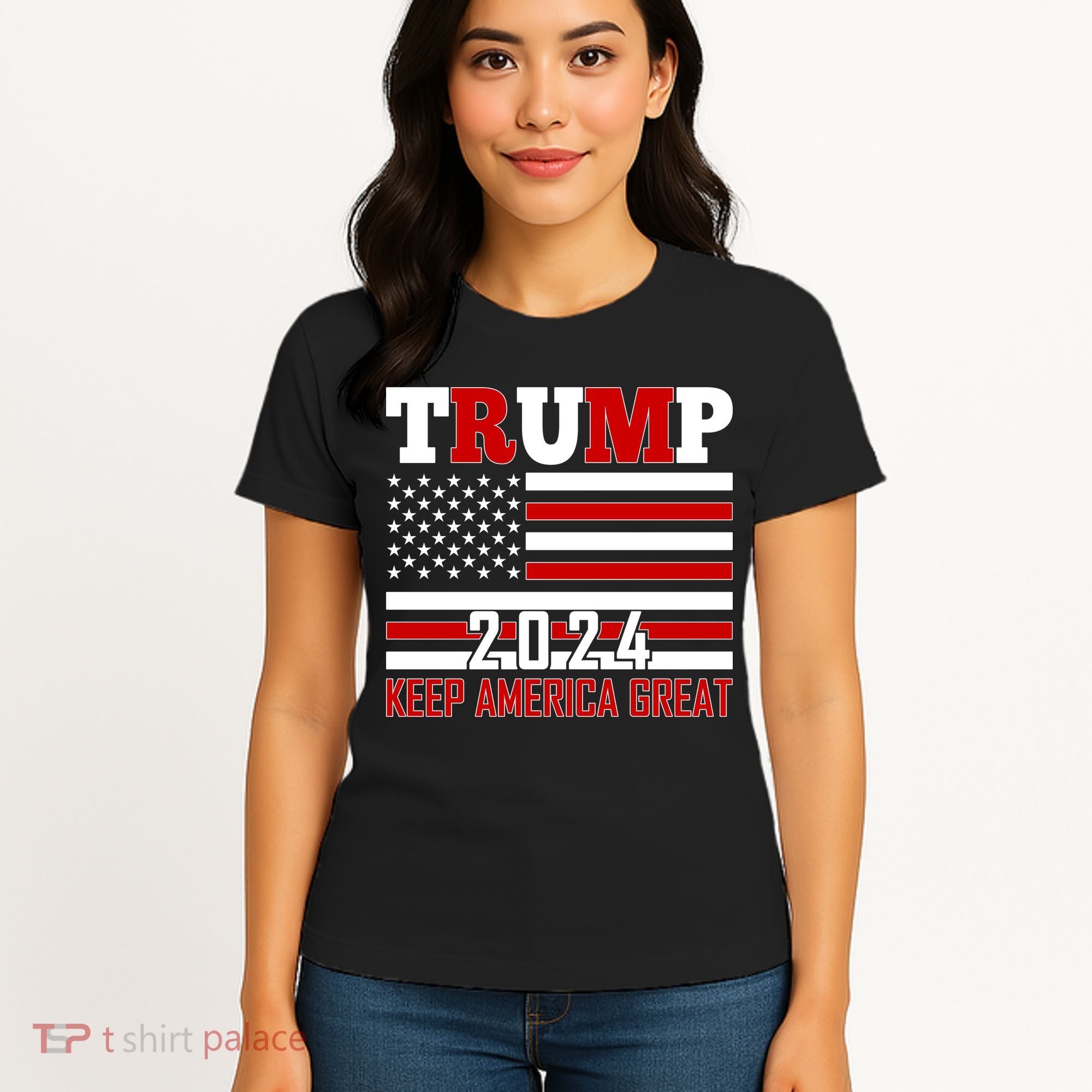 Donald Trump 2024 Keep America Great Usa Flag Women's T-Shirt