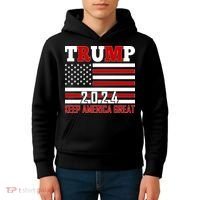 Donald Trump 2024 Keep America Great Usa Flag Kids Hoodie thumb 4