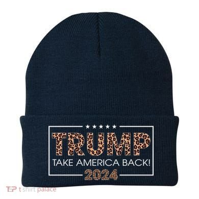 Donald Trump 2024 Take America Back Leopard Print Gift Wo Beanie